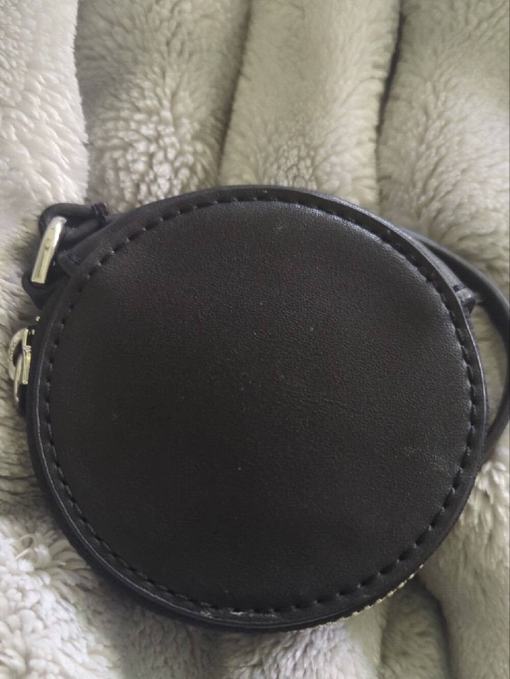 Calvin Klein Black Round Leather Coin Case with Wrist Strap NWOT - Picture 6 of 8